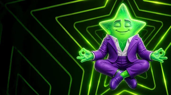 LuckyBoom-mascotte die mediteert